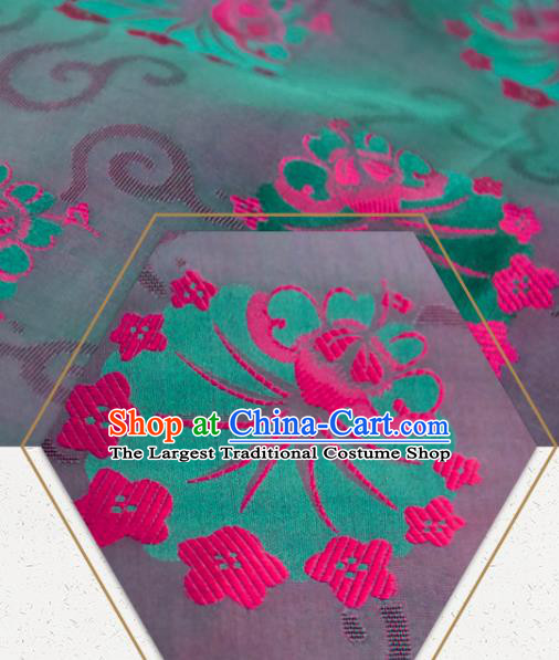 Chinese Traditional Dandelion Pattern Design Green Silk Fabric Asian China Hanfu Mulberry Silk Material