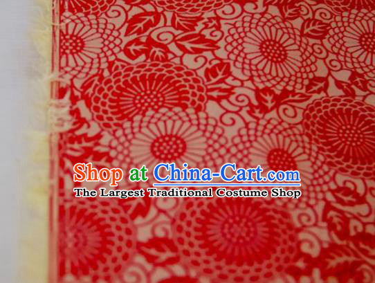 Chinese Traditional Calendula Pattern Design Red Silk Fabric Asian China Hanfu Mulberry Silk Material