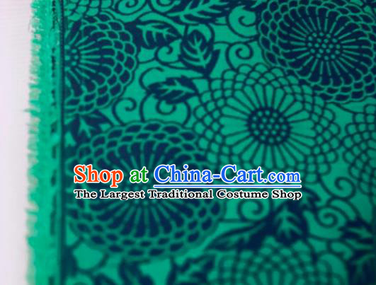 Chinese Traditional Calendula Pattern Design Green Silk Fabric Asian China Hanfu Mulberry Silk Material