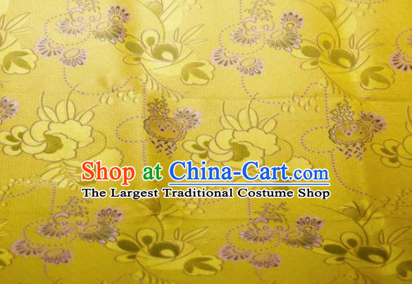 Chinese Traditional Pattern Design Yellow Silk Fabric Asian China Hanfu Gambiered Guangdong Mulberry Silk Material