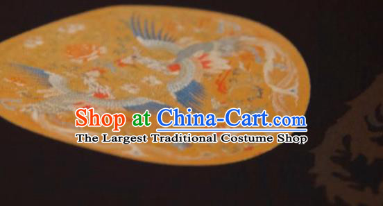 Chinese Traditional Phoenix Peony Pattern Design Black Silk Fabric Asian China Hanfu Gambiered Guangdong Mulberry Silk Material