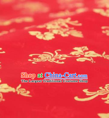 Chinese Traditional Chrysanthemum Pattern Design Red Silk Fabric Asian China Hanfu Jacquard Mulberry Silk Material