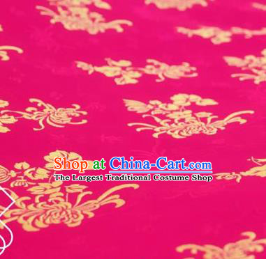 Chinese Traditional Chrysanthemum Pattern Design Rosy Silk Fabric Asian China Hanfu Jacquard Mulberry Silk Material