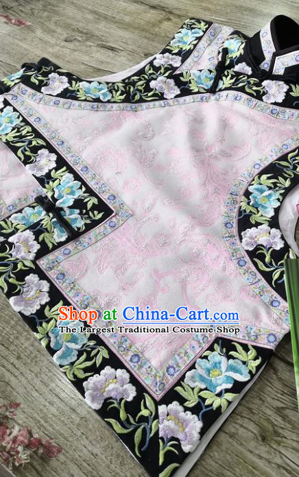 Chinese Traditional Qing Dynasty Embroidered Pink Vest Ancient Princess Costume for Women