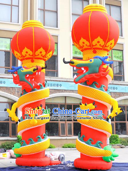Large Chinese Moving Inflatable Dragon Red Pillar Product Models New Year Inflatable Arches