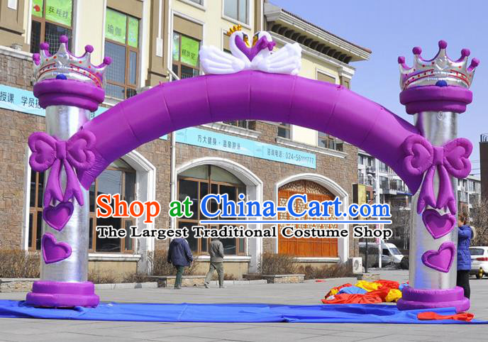 Large Christmas Day New Year Inflatable Purple Bowknot Models Inflatable Arches Archway