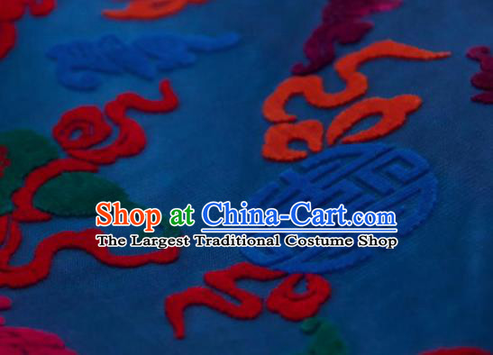 Chinese Traditional Auspicious Pattern Design Blue Silk Fabric Asian China Hanfu Gambiered Guangdong Mulberry Silk Material