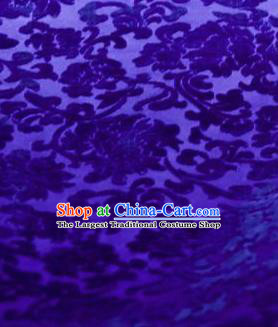Chinese Traditional Peony Pattern Design Royalblue Silk Fabric Asian China Hanfu Gambiered Guangdong Mulberry Silk Material
