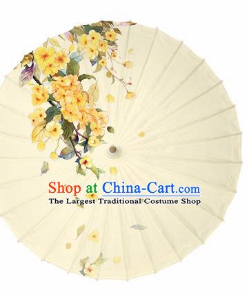 Chinese Traditional Printing Lilac Yellow Oil Paper Umbrella Artware Paper Umbrella Classical Dance Umbrella Handmade Umbrellas