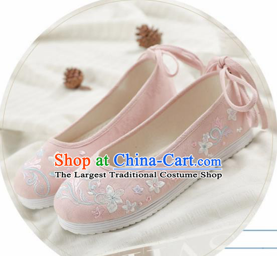 Asian Chinese Embroidered Orchid Pink Shoes Hanfu Shoes Traditional Opera Shoes Princess Shoes for Women