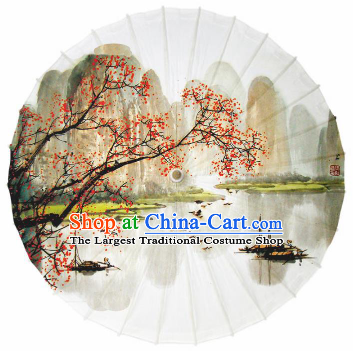 Chinese Traditional Printing Red Leaf Oil Paper Umbrella Artware Paper Umbrella Classical Dance Umbrella Handmade Umbrellas