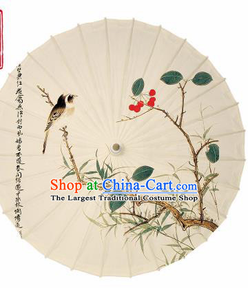 Chinese Traditional Printing Cherry Oil Paper Umbrella Artware Paper Umbrella Classical Dance Umbrella Handmade Umbrellas