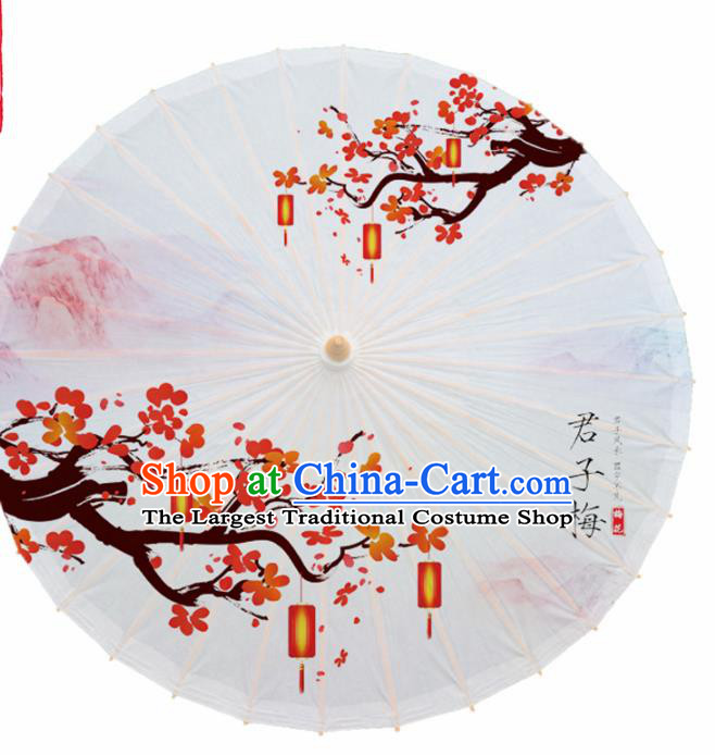 Chinese Traditional Printing Lantern Plum Oil Paper Umbrella Artware Paper Umbrella Classical Dance Umbrella Handmade Umbrellas