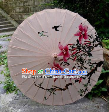 Chinese Printing Flowers Pink Oil Paper Umbrella Artware Paper Umbrella Traditional Classical Dance Umbrella Handmade Umbrellas