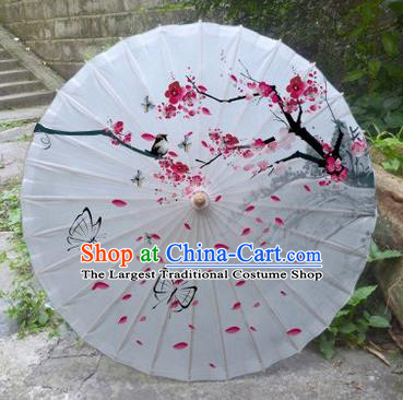 Chinese Printing Plum Butterfly Oil Paper Umbrella Artware Paper Umbrella Traditional Classical Dance Umbrella Handmade Umbrellas