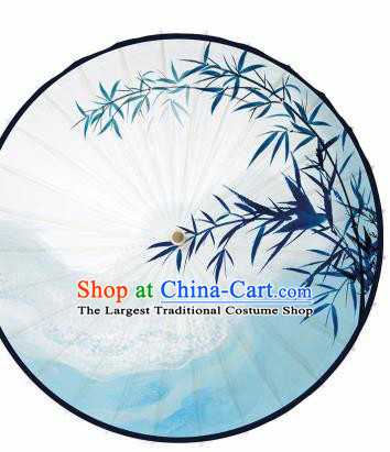 Chinese Printing Bamboo Blue Oil Paper Umbrella Artware Paper Umbrella Traditional Classical Dance Umbrella Handmade Umbrellas