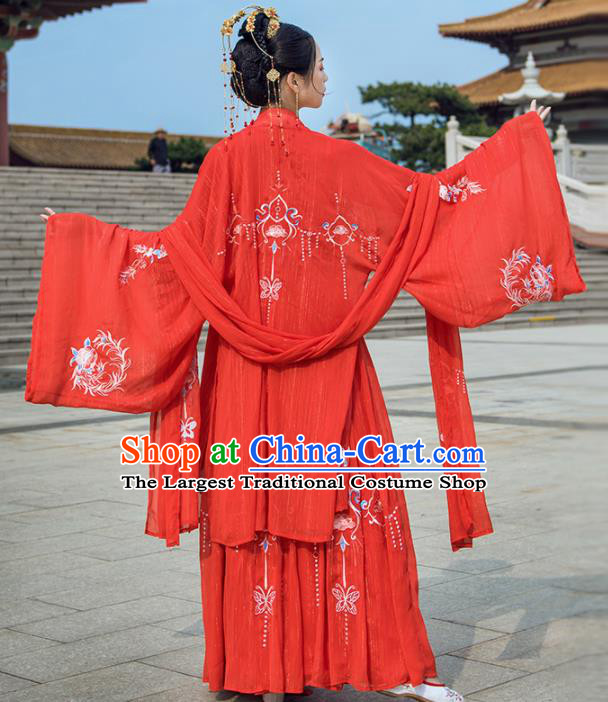 Chinese Drama Ancient Bride Wedding Red Hanfu Dress Traditional Tang Dynasty Princess Costumes for Women