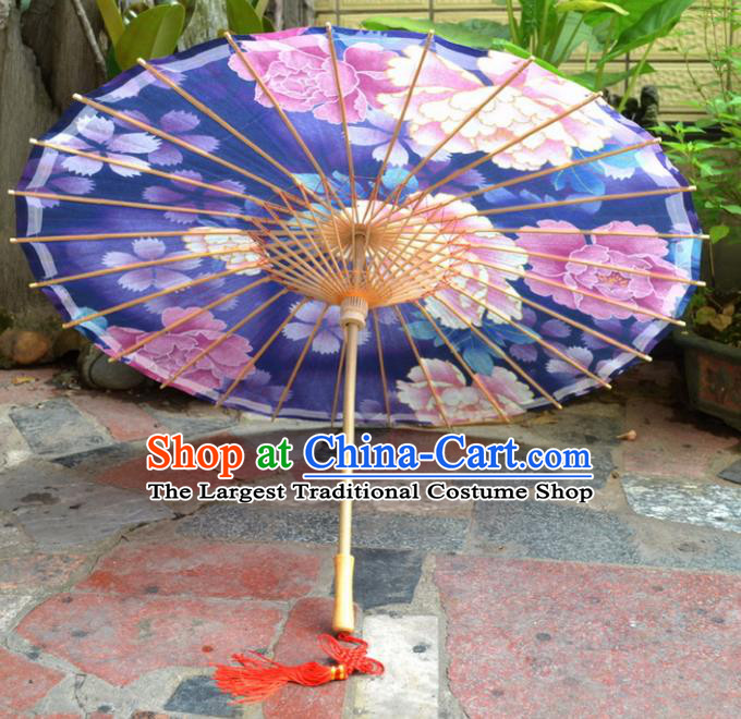 Chinese Artware Paper Umbrella Traditional Printing Flowers Purple Oil Paper Umbrella Classical Dance Umbrella Handmade Umbrellas