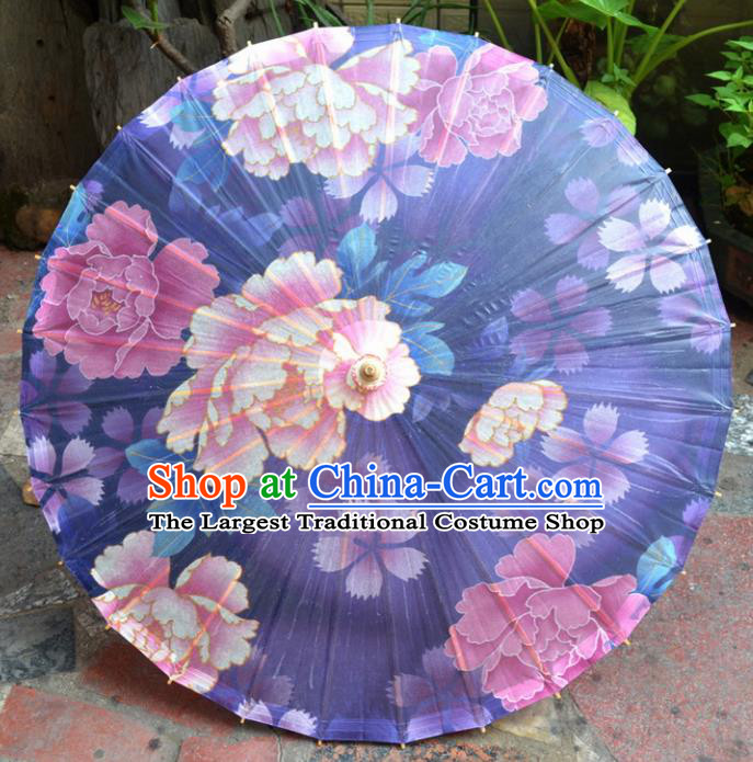 Chinese Artware Paper Umbrella Traditional Printing Flowers Purple Oil Paper Umbrella Classical Dance Umbrella Handmade Umbrellas
