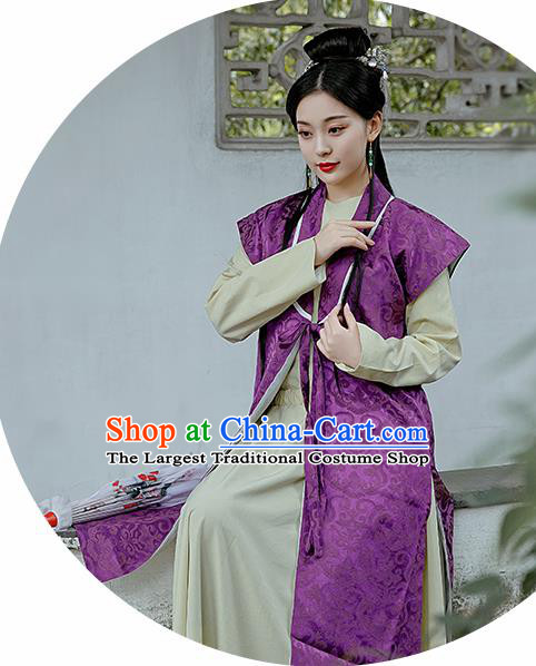 Chinese Ancient Drama Dream of the Red Chamber Costumes Traditional Ming Dynasty Nobility Lady Purple Dress for Women