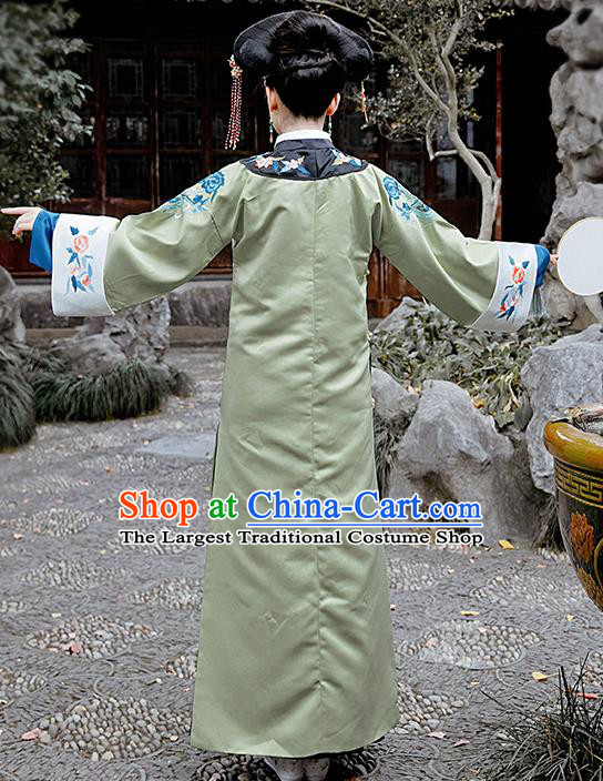 Chinese Drama Ancient Imperial Consort Costumes Traditional Qing Dynasty Court Lady Green Dress for Women