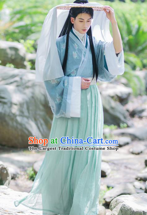 Chinese Ancient Swordsman Costumes Traditional Jin Dynasty Nobility Childe Clothing for Men