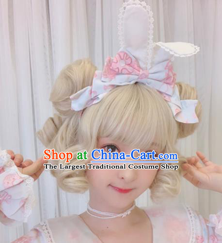 Top Grade Cosplay Light Golden Wigs Young Lady Curly Hair Wiggery Headdress for Women