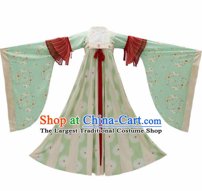 Chinese Traditional Tang Dynasty Palace Lady Costumes Ancient Drama Imperial Consort Green Hanfu Dress for Women