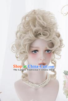 Top Grade Cosplay Countess Wigs Dowager Long Curly Hair Wiggery Headdress for Women