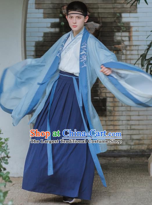 Chinese Traditional Jin Dynasty Scholar Costumes Ancient Nobility Childe Clothing for Men