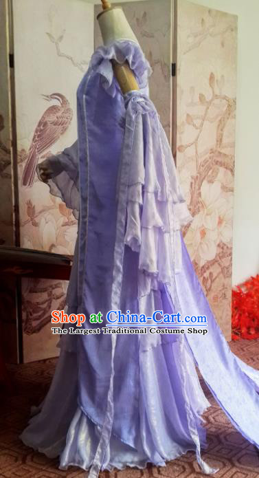 Chinese Traditional Cosplay Swordswoman Purple Costumes Ancient Female Knight Hanfu Dress for Women