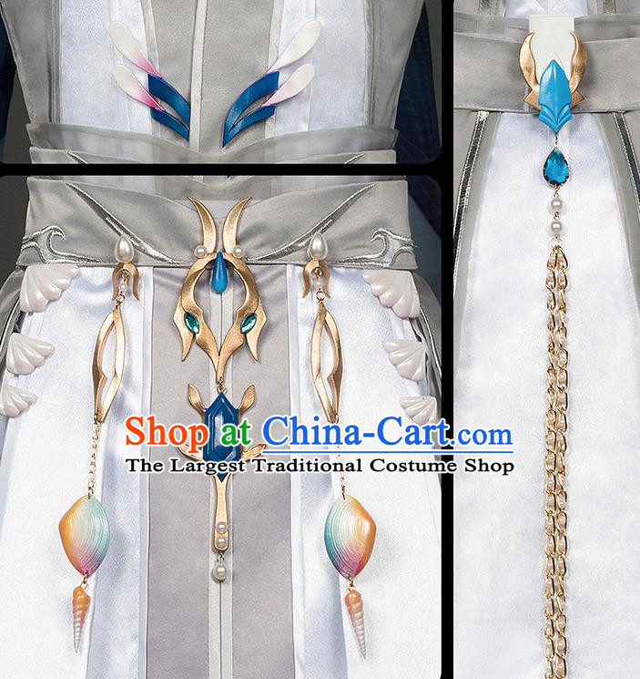 Chinese Traditional Cosplay Swordsman King Grey Costumes Ancient Young Knight Clothing for Men