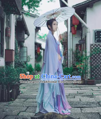 Chinese Traditional Cosplay Fairy Princess Purple Costumes Ancient Female Swordsman Hanfu Dress for Women