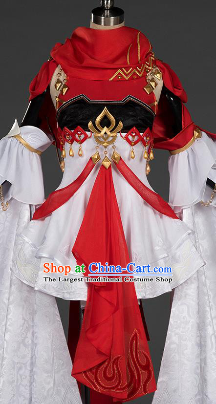 Top Grade Chinese Cosplay Fairy Princess White Short Dress Ancient Female Swordsman Costume for Women