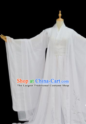 Chinese Traditional Cosplay Taoist Priest White Costumes Ancient Swordsman Clothing for Men