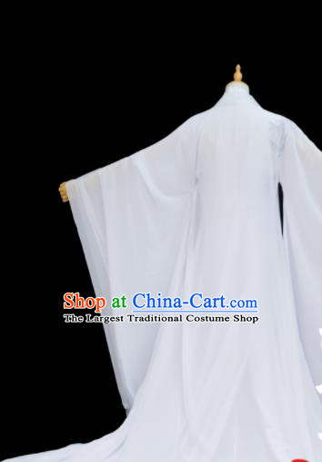 Chinese Traditional Cosplay Taoist Priest White Costumes Ancient Swordsman Clothing for Men