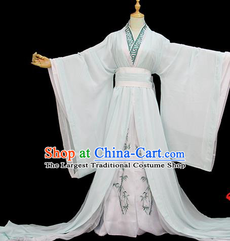 Chinese Traditional Cosplay Taoist Priest Light Green Costumes Ancient Swordsman Clothing for Men