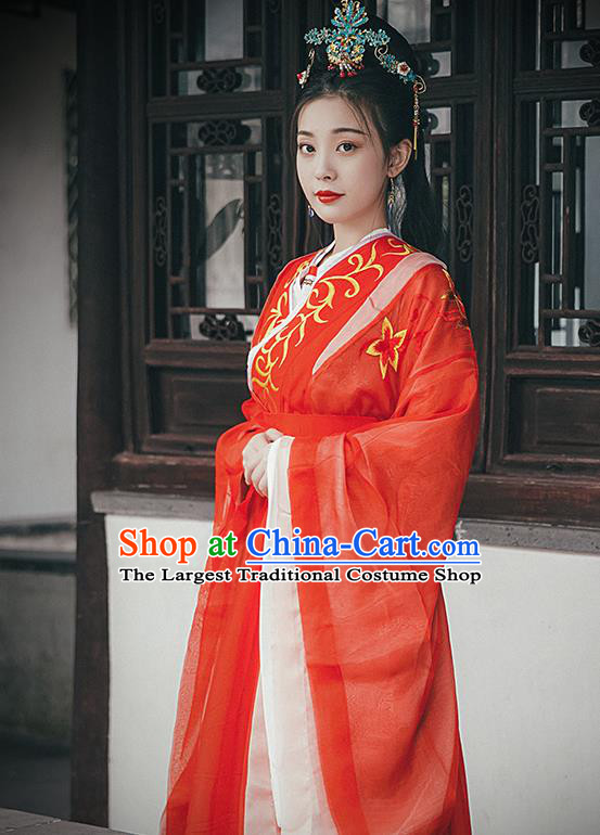 Chinese Drama Traditional Han Dynasty Princess Costumes Ancient Goddess Red Hanfu Dress for Women