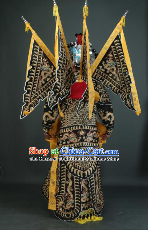 Chinese Traditional Beijing Opera Chu King Black Costumes Peking Opera Takefu Embroidered Da Kao Clothing for Men