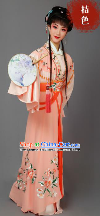 Chinese Traditional Beijing Opera Dan Actress Orange Dress Peking Opera Princess Embroidered Costumes for Women