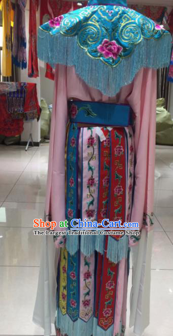 Chinese Traditional Beijing Opera Dan Princess Blue Dress Peking Opera Actress Embroidered Costumes for Women
