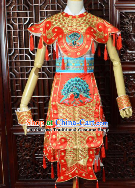 Chinese Traditional Beijing Opera Daomadan Red Clothing Peking Opera Female Warrior Costumes for Women