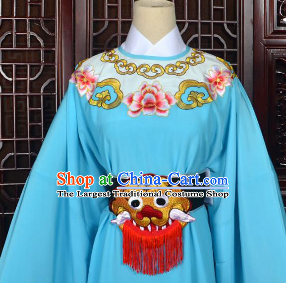 Chinese Traditional Beijing Opera Niche Blue Costumes Peking Opera Scholar Clothing for Men