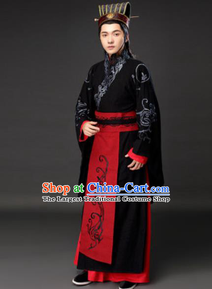 Chinese Ancient Royal Duke Clothing Traditional Han Dynasty Swordsman Costumes for Men