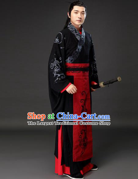 Chinese Ancient Royal Duke Clothing Traditional Han Dynasty Swordsman Costumes for Men