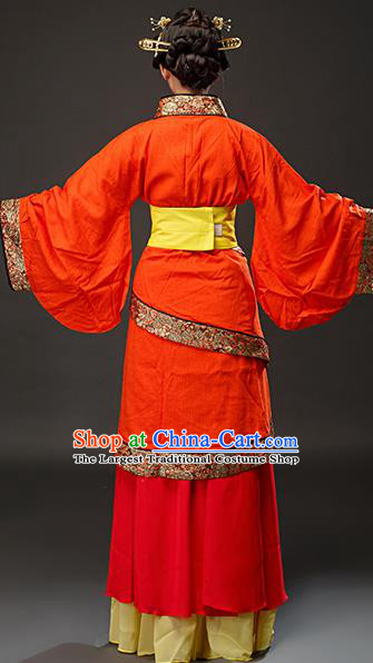 Chinese Traditional Spring and Autumn Period Maidservant Red Dress Ancient Court Maid Costumes for Women