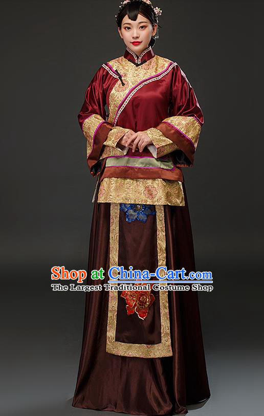 Chinese Drama Traditional Qing Dynasty Patrician Concubine Dress Ancient Rich Mistress Costumes for Women