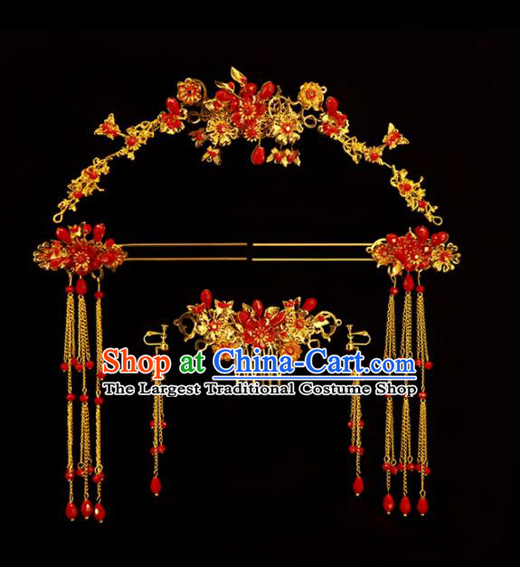 Chinese Ancient Bride Royal Crown Hair Comb Hairpins Traditional Wedding Hair Accessories for Women