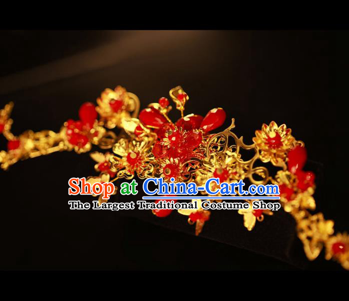 Chinese Ancient Bride Royal Crown Hair Comb Hairpins Traditional Wedding Hair Accessories for Women