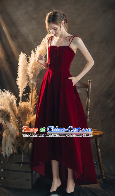 Custom Top Grade Red Wedding Dress Bride Velvet Full Dress for Women